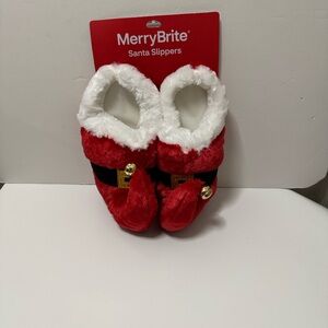 MerryBrite Festive Red and White Santa Slippers